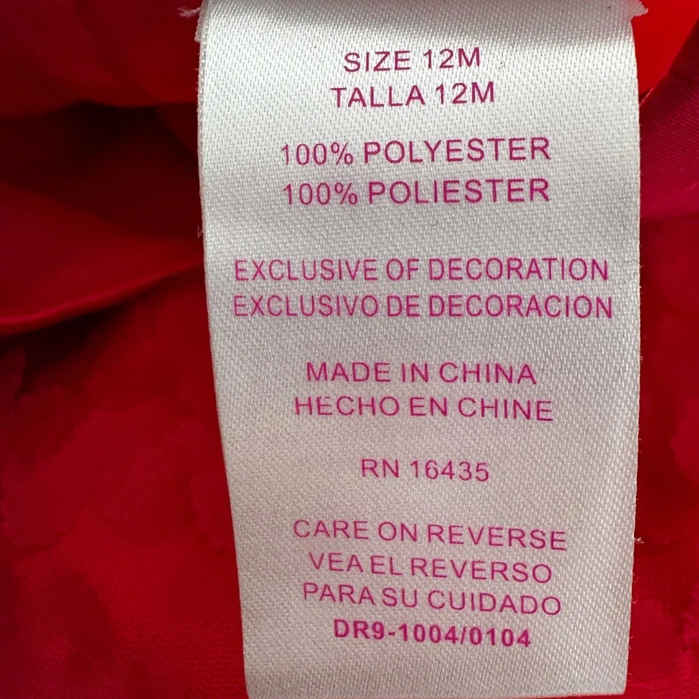 Nannette Floral Tiered Infant Dress 12M Fuchsia Rosettes Bow Pageant Dress